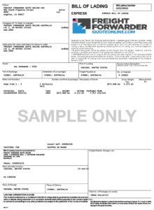 Bill of Lading sample, EasyHaul.com